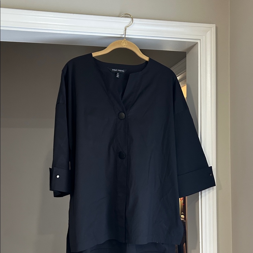 Ming Wang Black Heritage Lightweight Fit Blouse/Jacket-Size Large